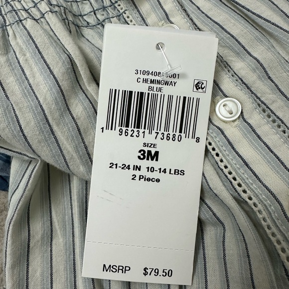 Ralph Lauren Baby Girls Striped Cotton Top & Plaid Bloomer Set Size 9 Months - Picture 4 of 4